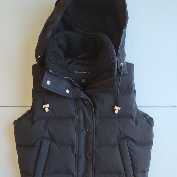 Banana Republic Down Puffer Vest Full Zip Pockets Scandi Girl Cabincore Size XS - Picture 5 of 12